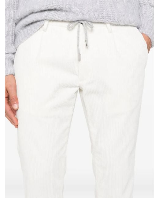 Eleventy White Drawstring Trousers for men