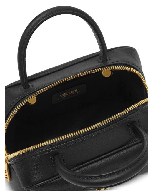 Versace Black La Medusa Leather Mini Tote Bag