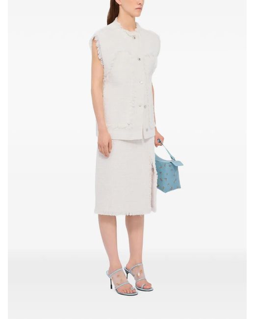 MSGM White Débardeur Boutonné À Bords Francs