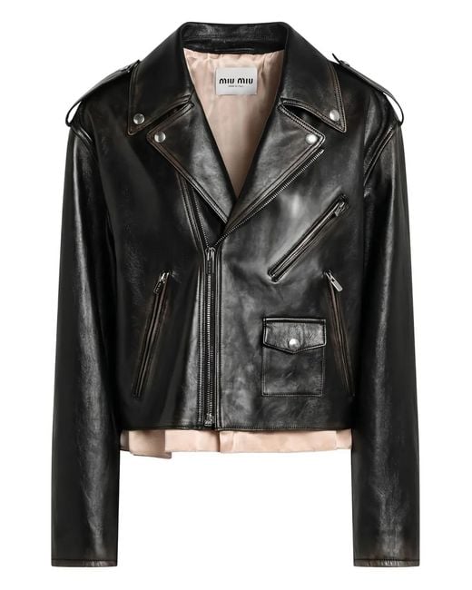 Miu Miu Black Leather Biker Jacket