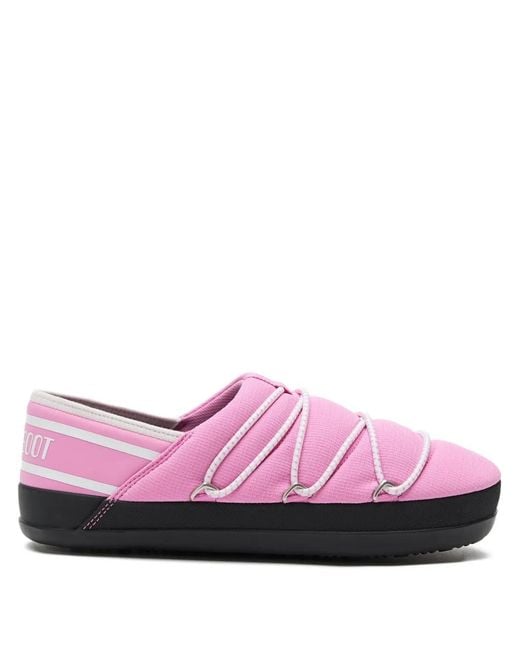 Moon Boot Pink Slip-On Lace-Up Slippers