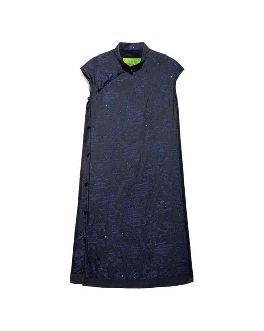 Shanghai Tang Blue Floral-Print Dress