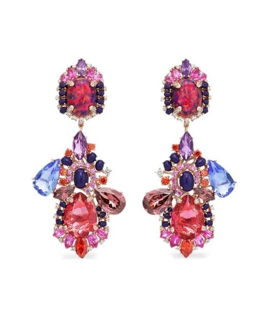 Anabela Chan Pink 18Kt Rose Multi-Stone Chandelier Earrings