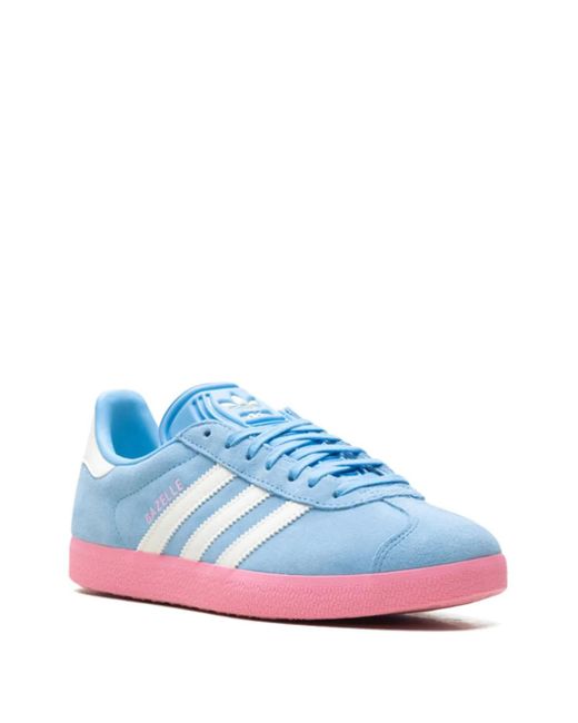 Adidas Blue Gazelle Three-Stripe Suede Sneakers for men