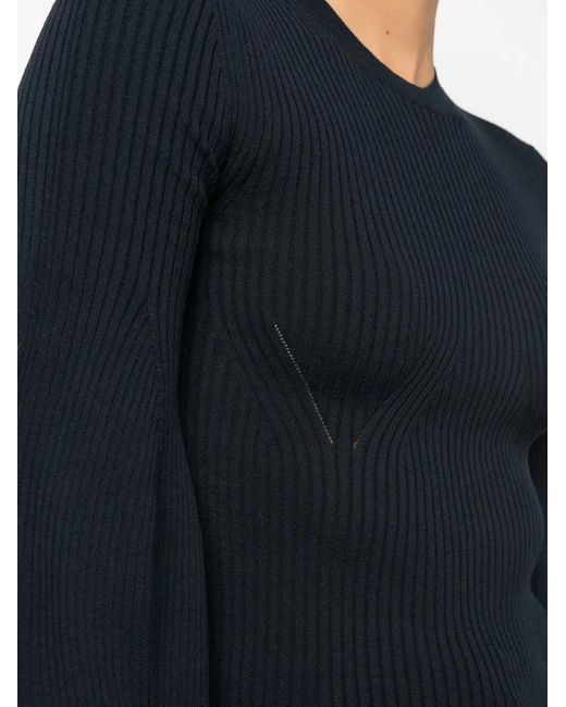 Stella McCartney Blue Ribbed-Knit Crewneck Jumper