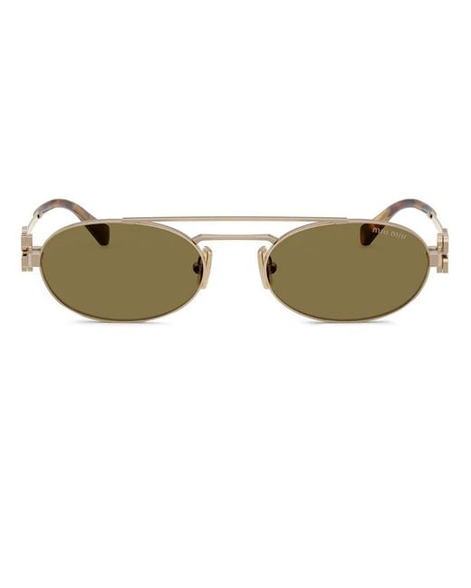 Miu Miu Green Oval-Frame Sunglasses