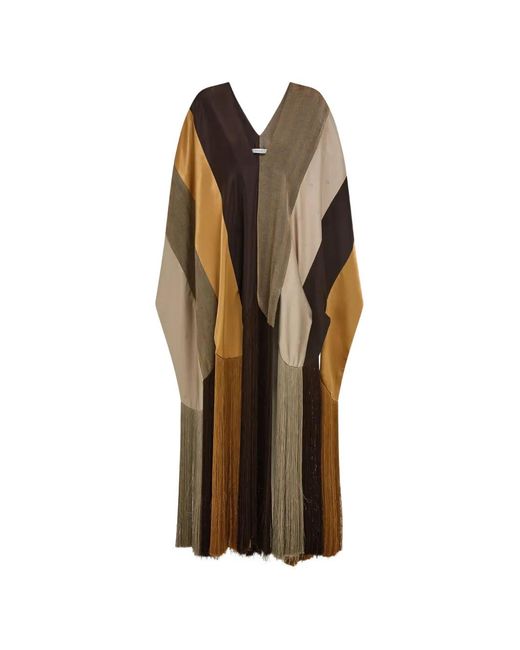 Ferragamo Poncho Met Patchwork in het Brown