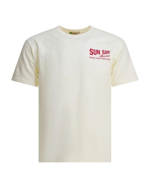 Sun Surf White Island-Design Cotton T-Shirt for men