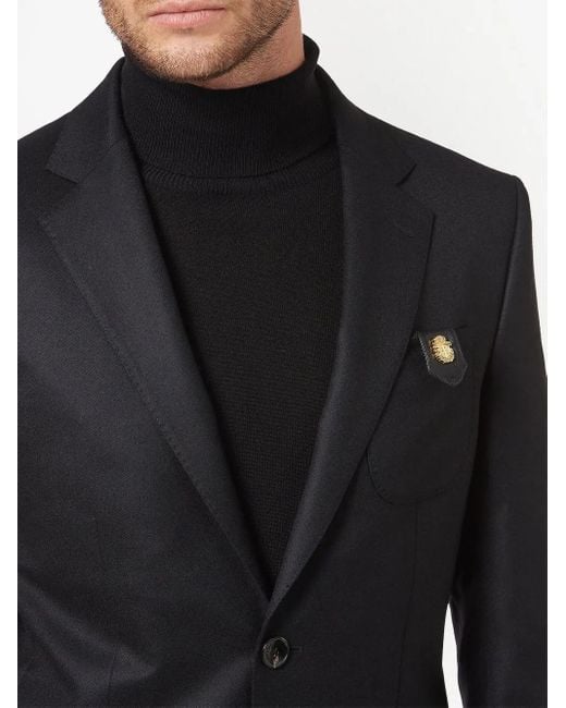 Billionaire Black Chest-Pocket Fitted Blazer for men