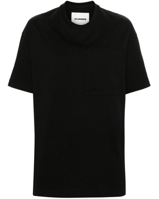 T-shirt en coton à poche poitrine Jil Sander en coloris Black