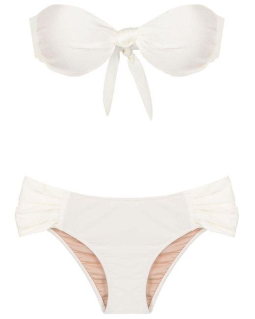 Adriana Degreas White Knotted Strapless Bikini