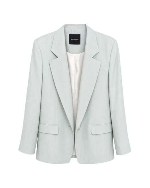 ACTUALEE Blue Single-Breasted Peak-Lapel Blazer