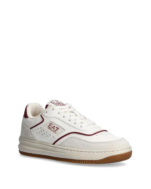 EA7 White Logo-Print Sneakers