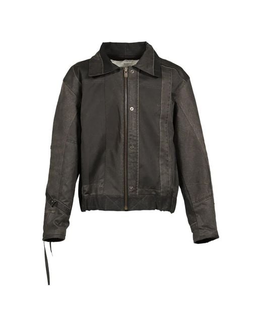 UNDER THE SIGN Black Dustborn Light Patchwork Waxed-Effect Bomber Jacket for men
