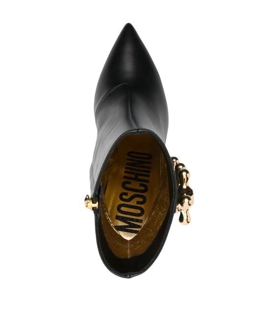 Moschino Black 100Mm Faucet-Detail Leather Boots