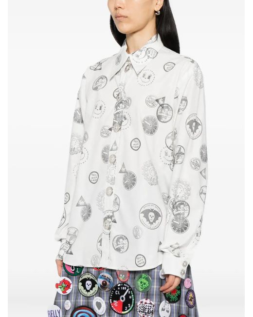 Chopova Lowena White All-Over Print Cotton Shirt