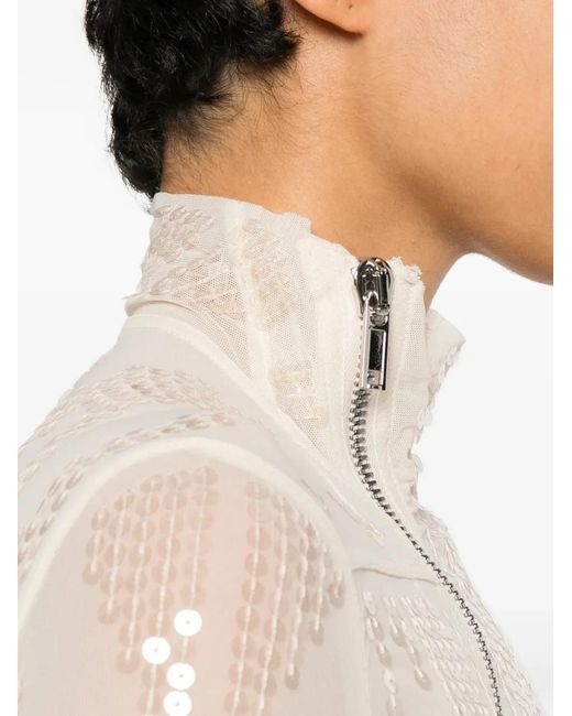 Rick Owens White Sequin-Embellished Sheer Jacket
