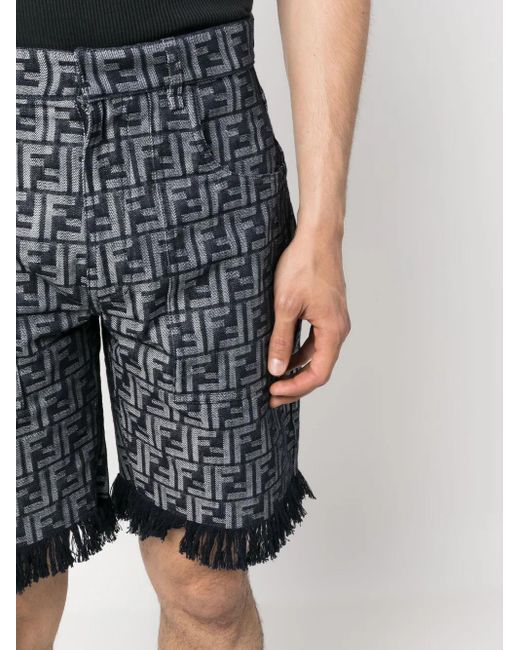 Fendi Gray Logo Shorts for men
