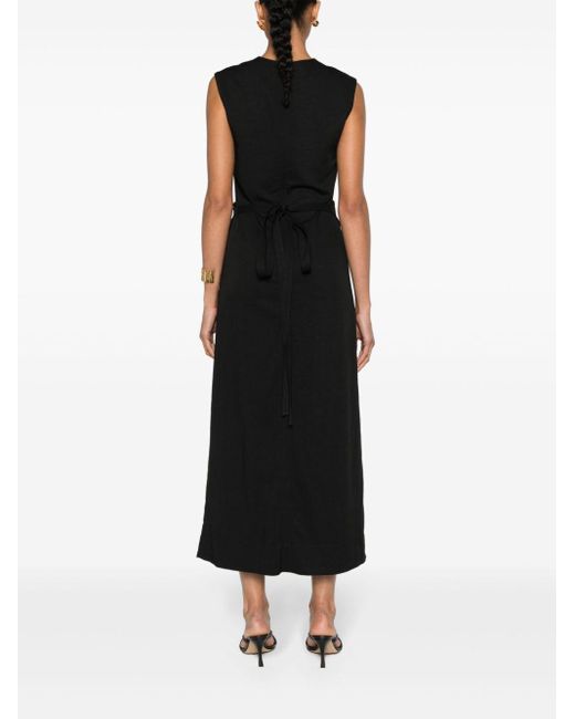 Totême  Black Tie-waist Sleeveless Midi Dress