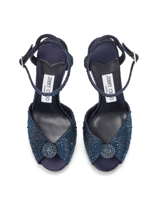 Jimmy Choo Blue Sacora 85 Sandals