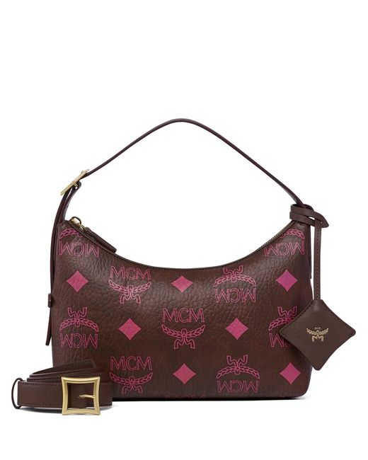 MCM Brown Maxi Visetos Aren Shoulder Bag