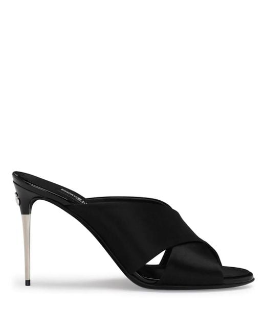 Dolce & Gabbana Black Satin Mules