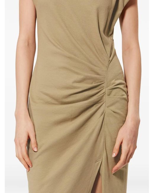 Isabel Marant Natural Nadela Draped Slit-Detail Maxi Cotton Dress