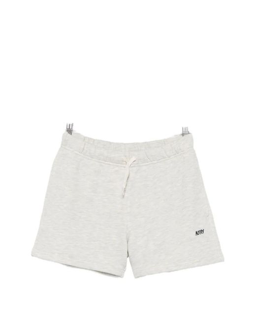 Autry White Logo-Embroidered Drawstring Shorts for men