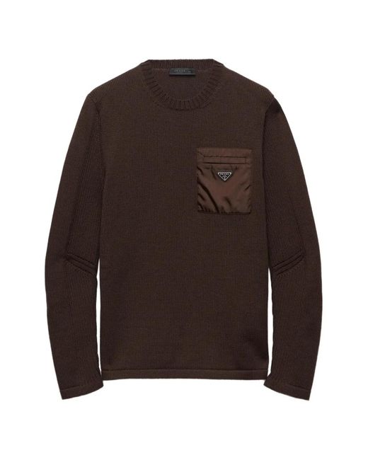 Prada Brown Wool Sweater for men