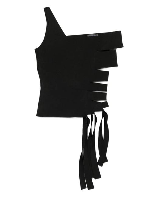 Mugler Black Asymmetrical Tank-Top