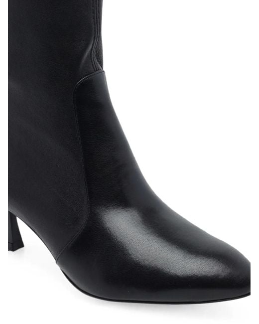 Stuart Weitzman Black Madison Leather Ankle Boots