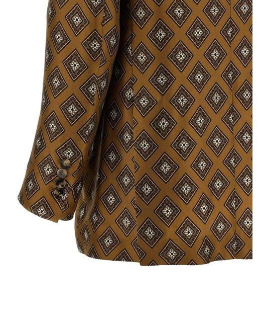 Alberto Biani Brown Silk Double-Breasted Blazer