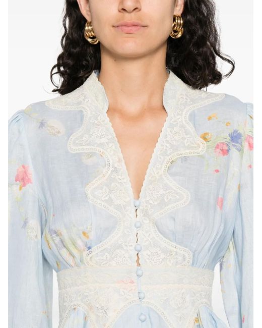 Zimmermann Lucky Linen Mini Dress in White | Lyst