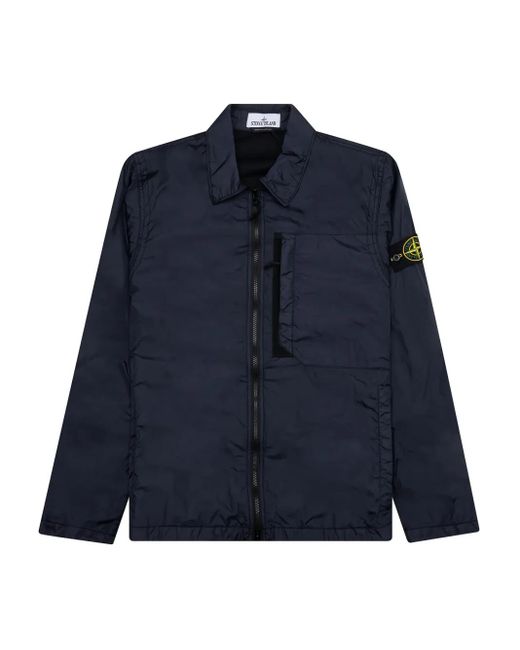 Zip-fastening patch-pocket overshirt Stone Island de hombre de color Blue