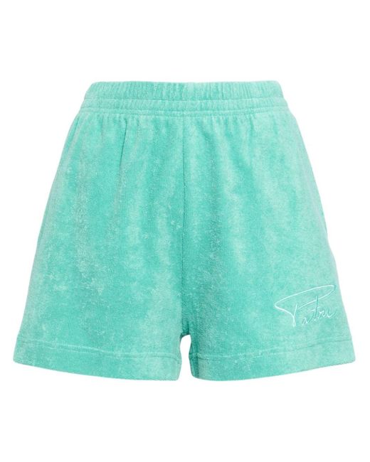 Patou Green Logo-embroidered Terry Shorts