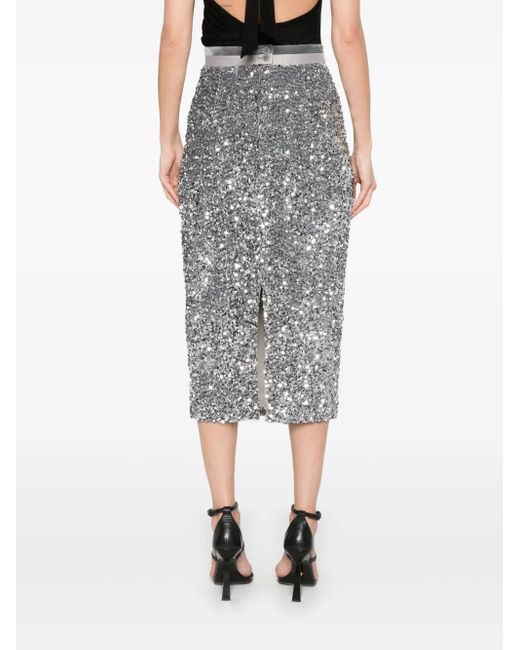 Styland Gray Sequinned Midi Skirt