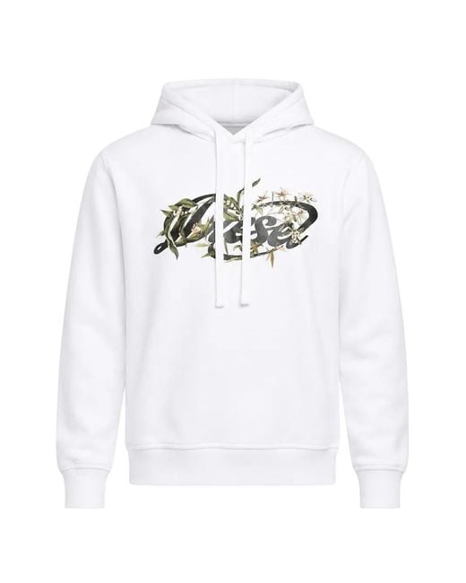 DIESEL White Hoodie À Logo Imprimé Et Fleurs
