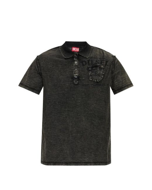 DIESEL Black T-Ardy Logo-Print Polo Shirt for men