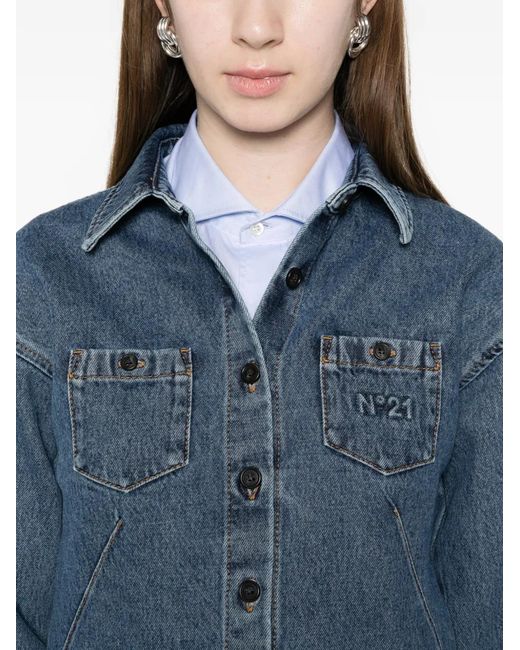 N°21 Blue Chest-Pockets Logo Shirt