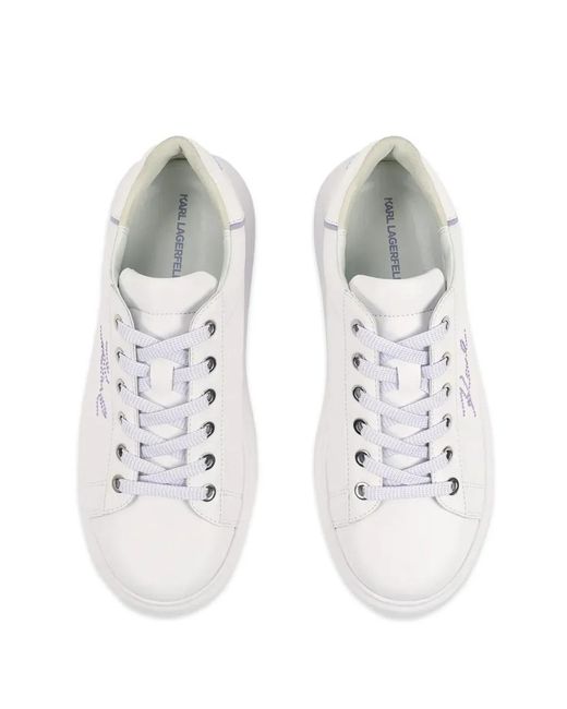 Karl Lagerfeld White Lace-Up Platform Sneakers