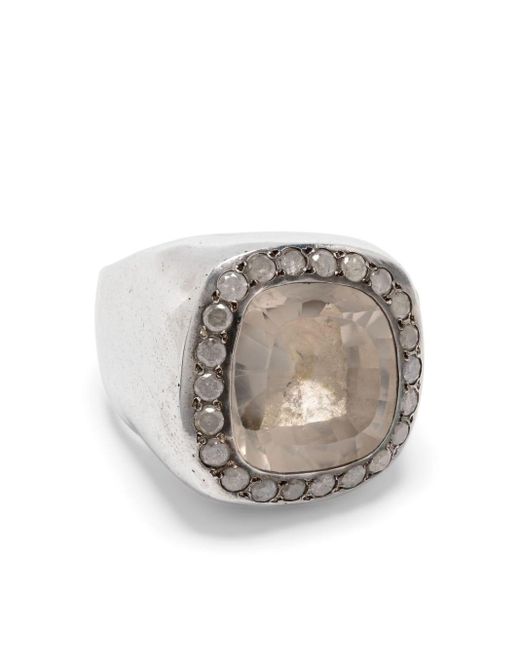 Rosa Maria White Grey Diamond Signet Ring