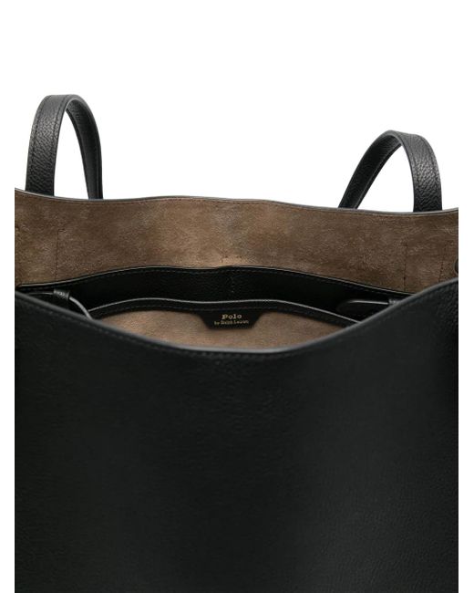 Polo Ralph Lauren Black Leather Signature Pony Tote Bag