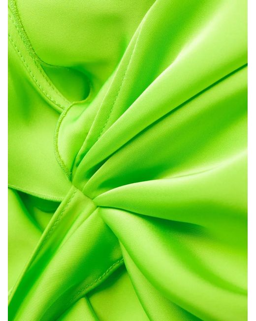 Philosophy Di Lorenzo Serafini Green Ruffle-Detailing Long-Sleeve Dress