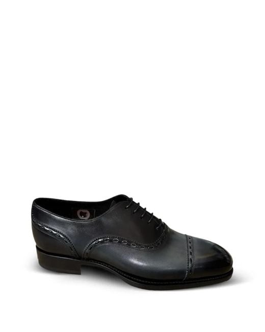 Santoni Black Ensley Leather Oxford Shoes for men