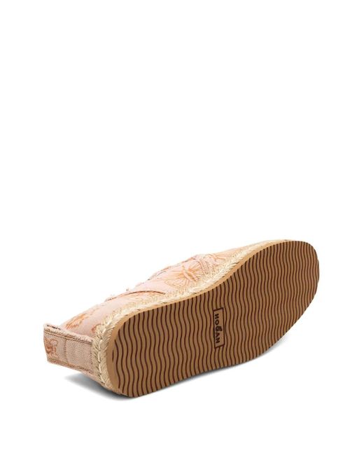 Hogan Pink Espadrilles Frangées À Fleurs