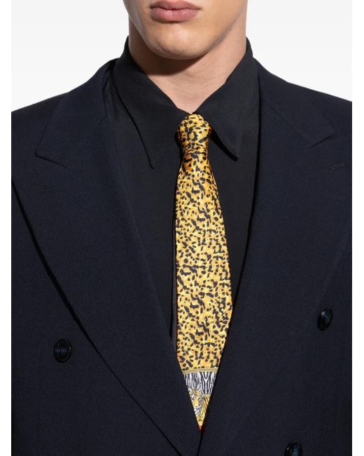 Corbata con varios estampados Versace de hombre de color Brown