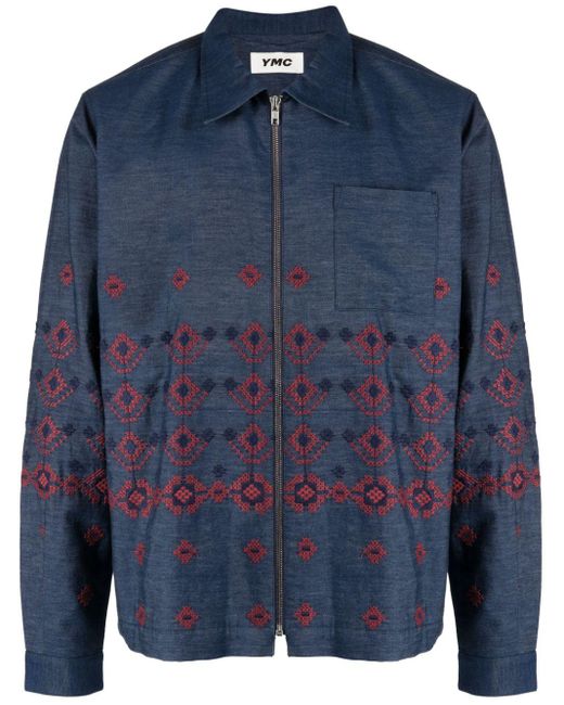 YMC Blue Bowie Embroidered Denim Jacket for men