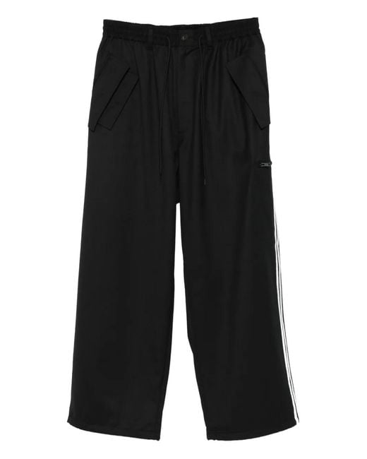 Y-3 Black Side-Stripe Pocket Track Pants for men