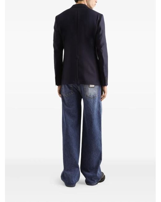 Dolce & Gabbana Blue Two-Button Wool Blazer for men