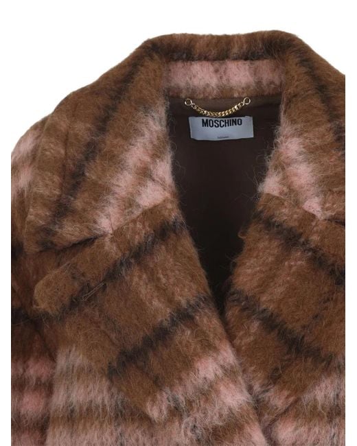 Abrigo a cuadros Moschino de color Brown